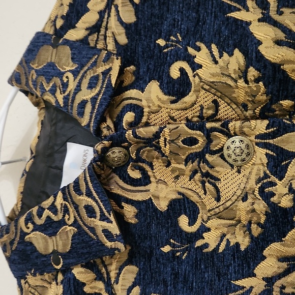 Elegant Tapestry Gold and Blue Women's Jacket XL Glam Formal Party Church - Picture 6 of 10